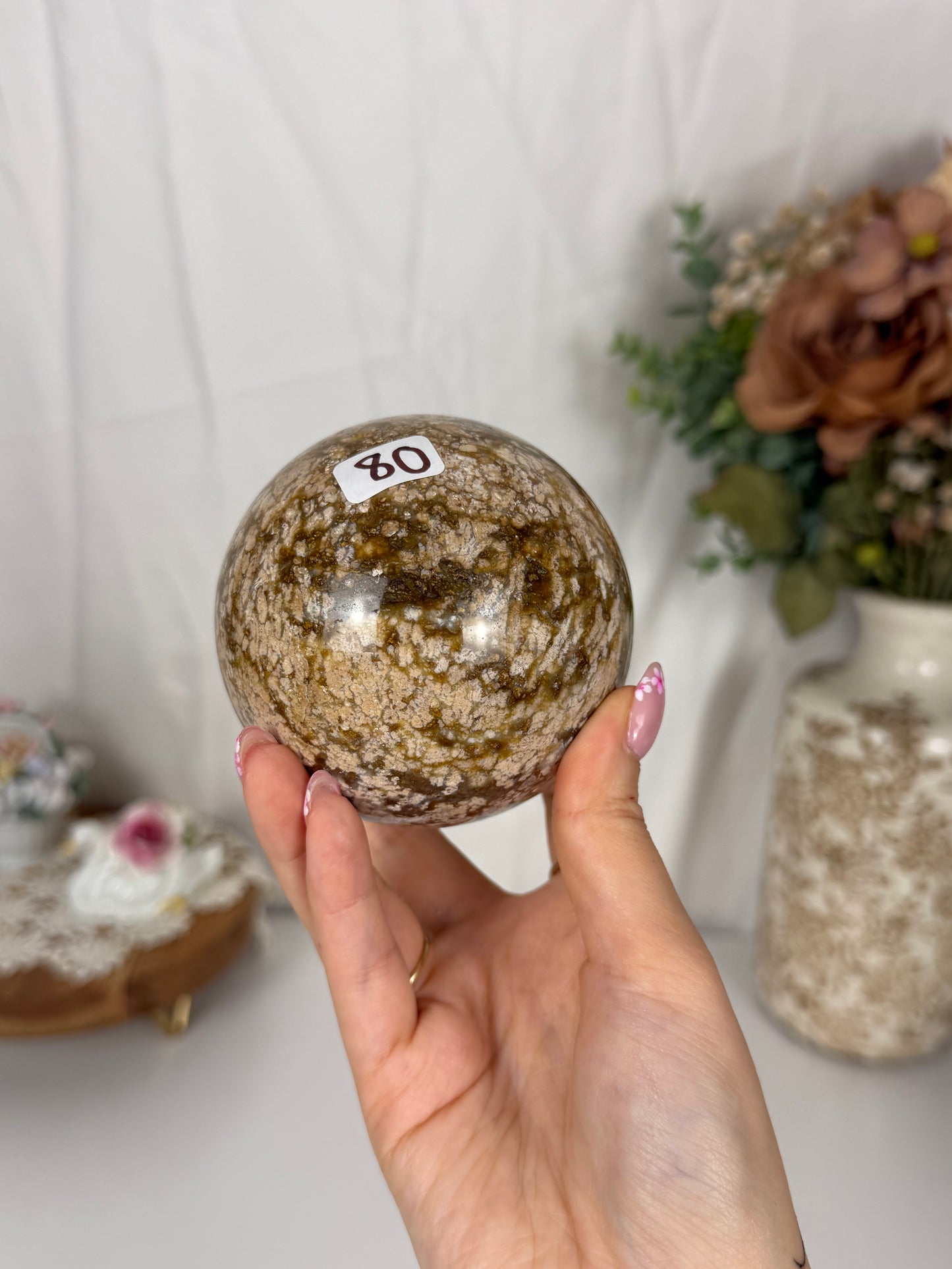 Pink Rocky Road Sea Jasper Sphere (80)