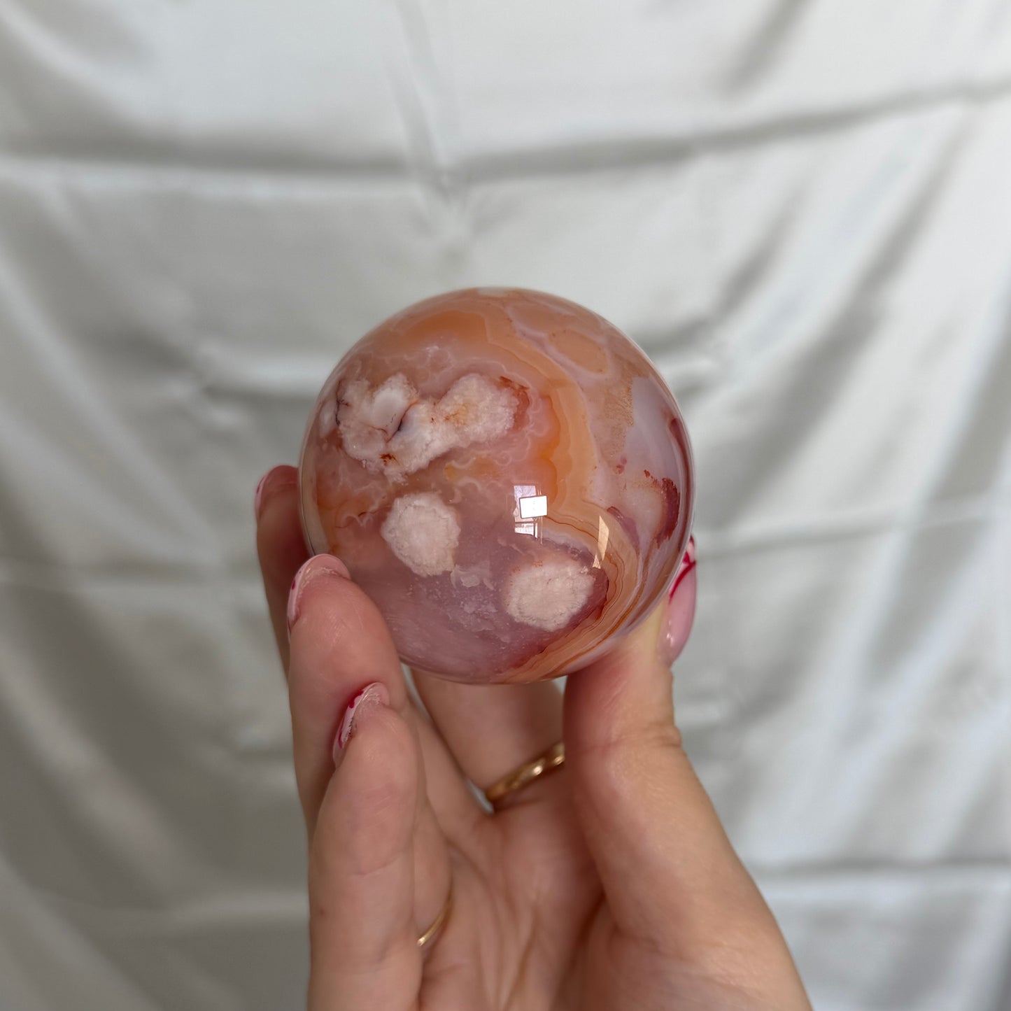Carnelian & Flower Agate Sphere
