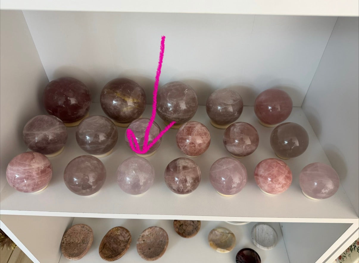 *Light Lavender/Pink Star Rose Quartz Sphere 64mm (44)