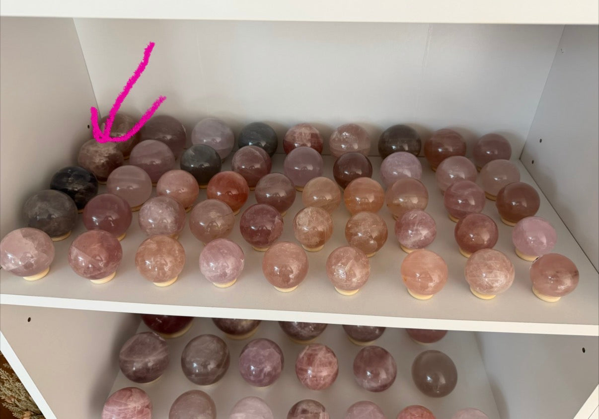 Smoky Brown/Pink Rose Quartz Sphere (22Q)