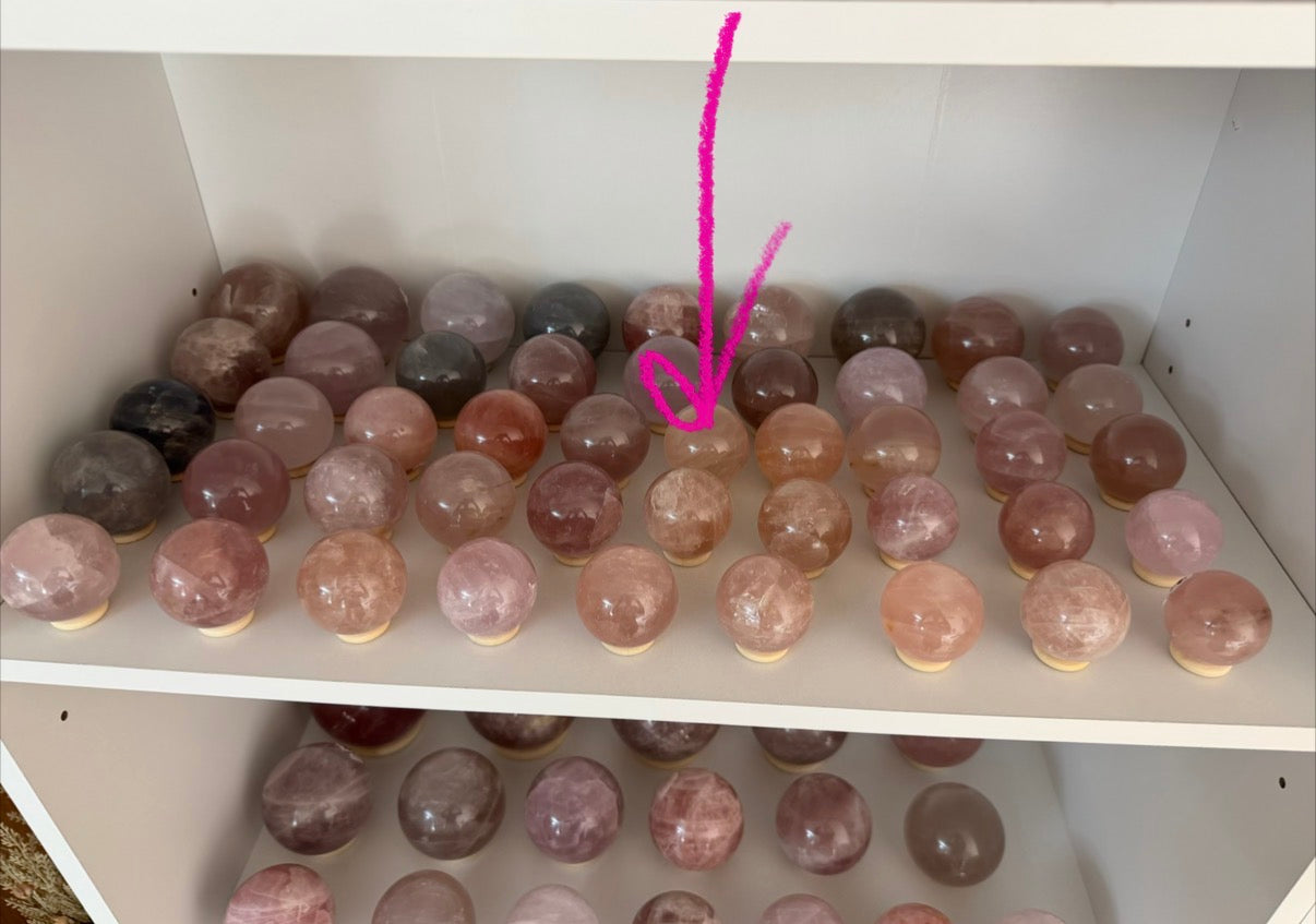 *Peach/Pink Star Rose Quartz Sphere (16R)