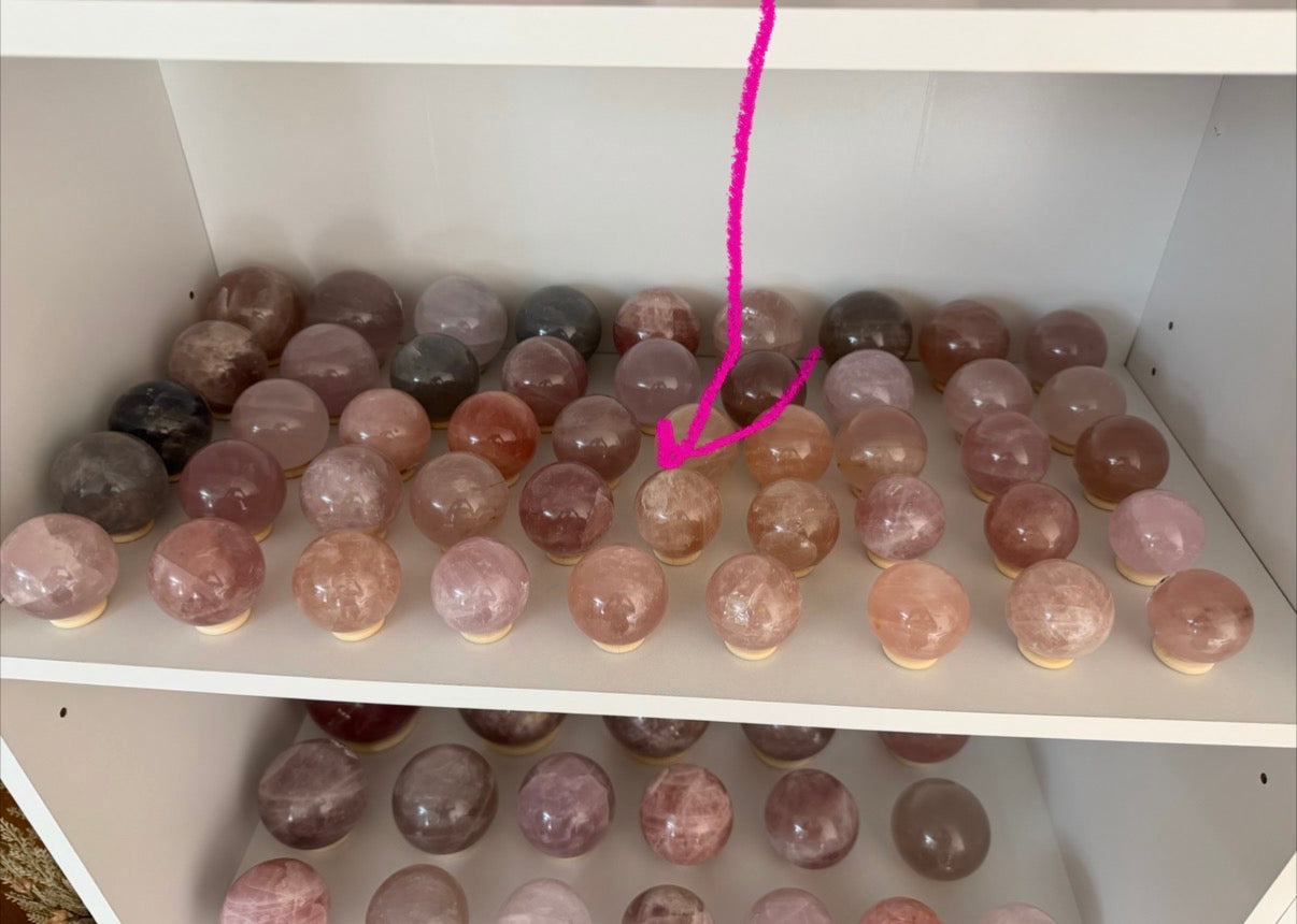 *Light Peach Star Rose Quartz Sphere (15X)