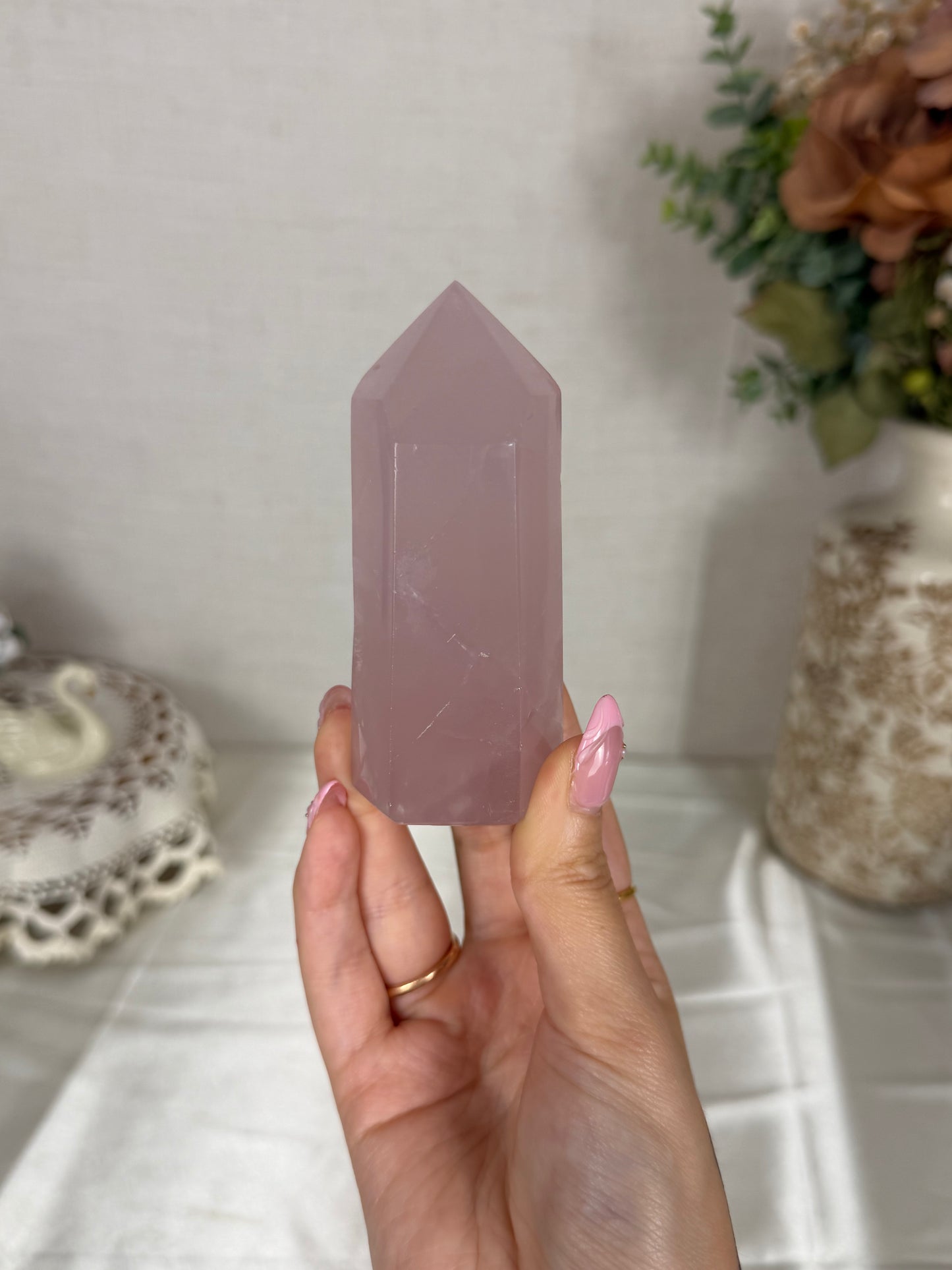 Smoky Pink Rose Quartz Tower (34)