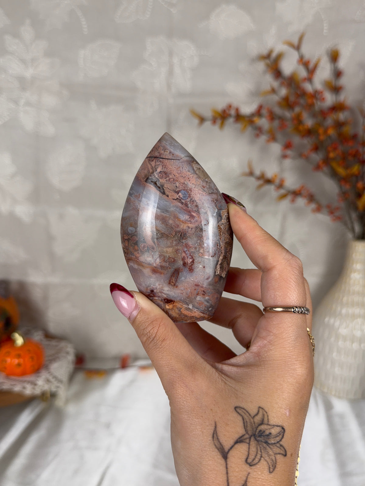 Pink Dendritic Agate Flame (38K)