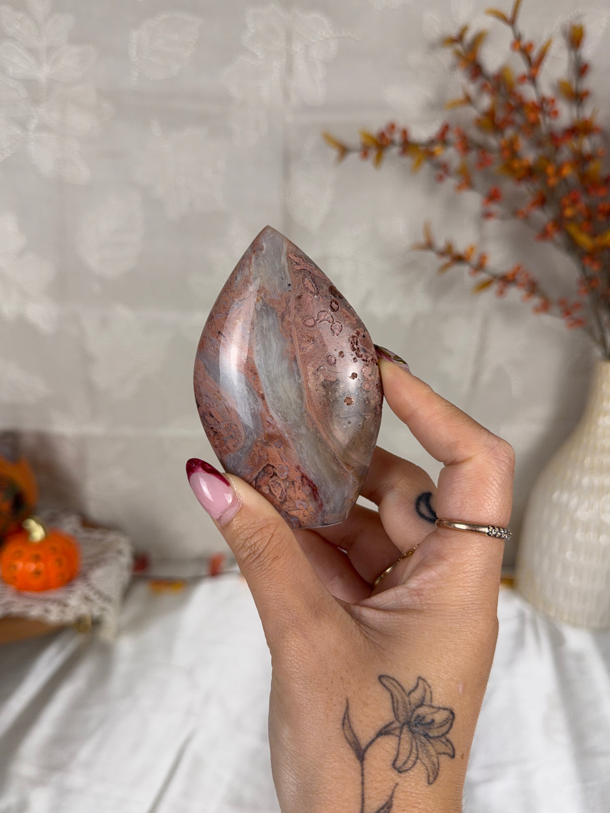 Pink Dendritic Agate Flame (32X)
