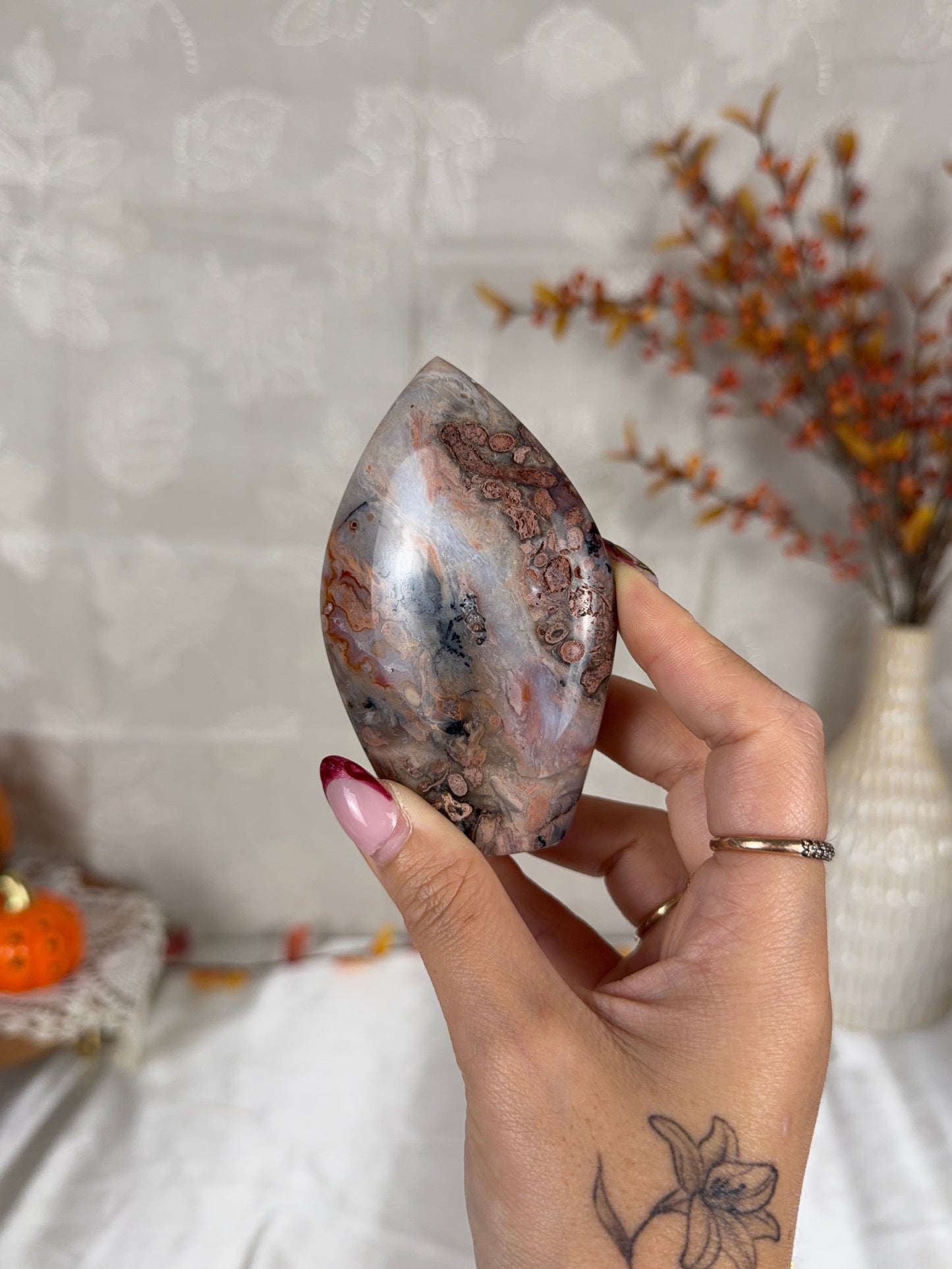 Pink Dendritic Agate Flame (30P)