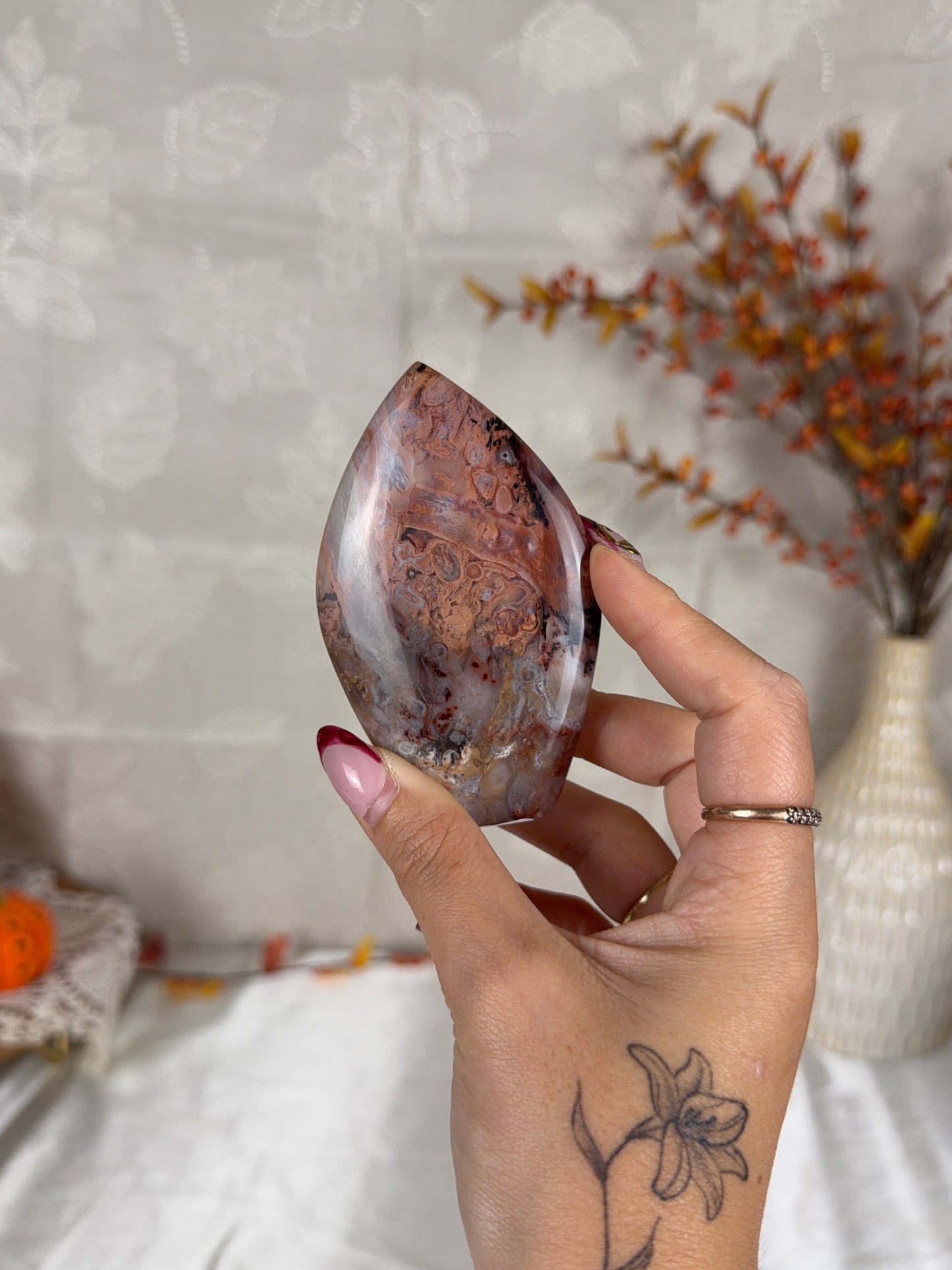 Pink Dendritic Agate Flame (22X)