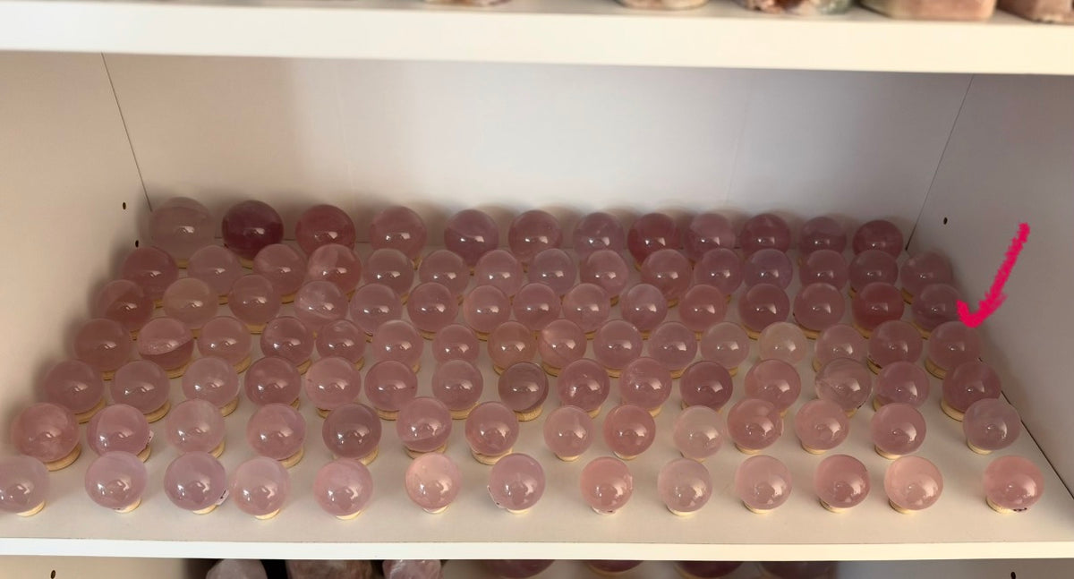 *Juicy Rainbow Mini Star Rose Quartz Sphere (12U)