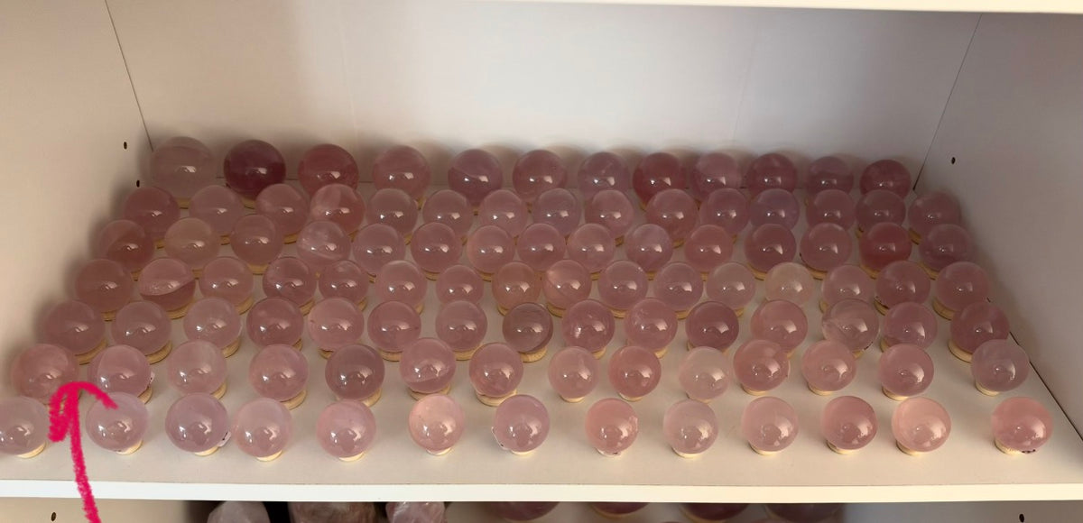 **Double Star Extra Juicy Rainbow Mini Star Rose Quartz Sphere (12AH)