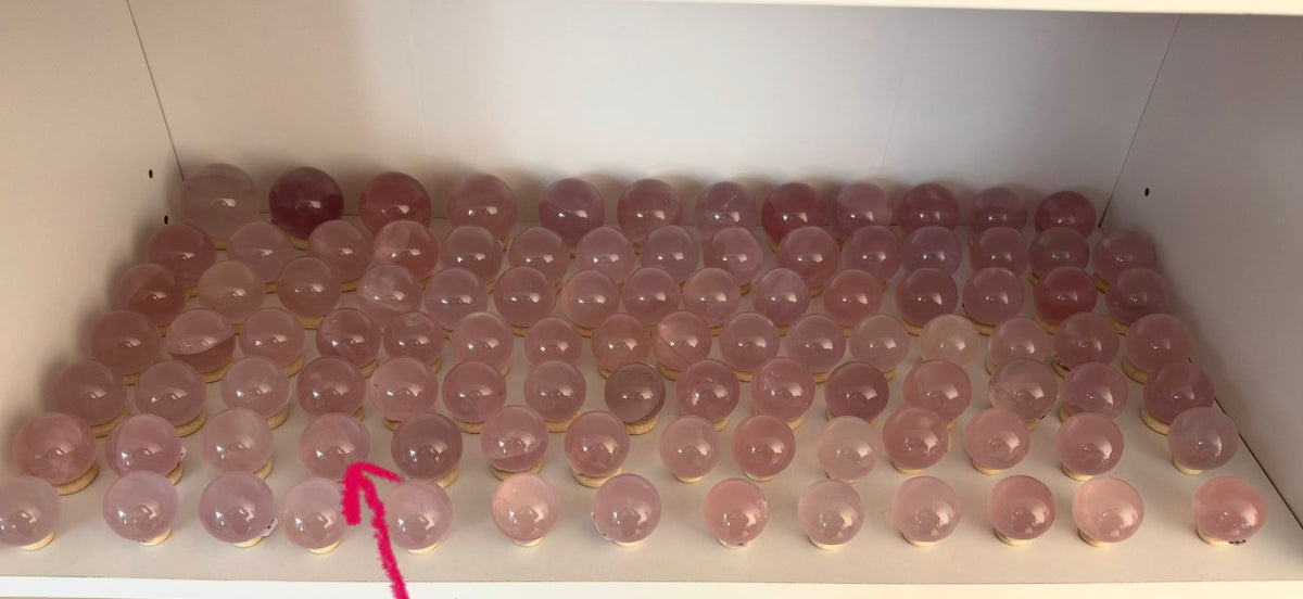 *Extra Juicy Rainbow Mini Star Rose Quartz Sphere (12P)