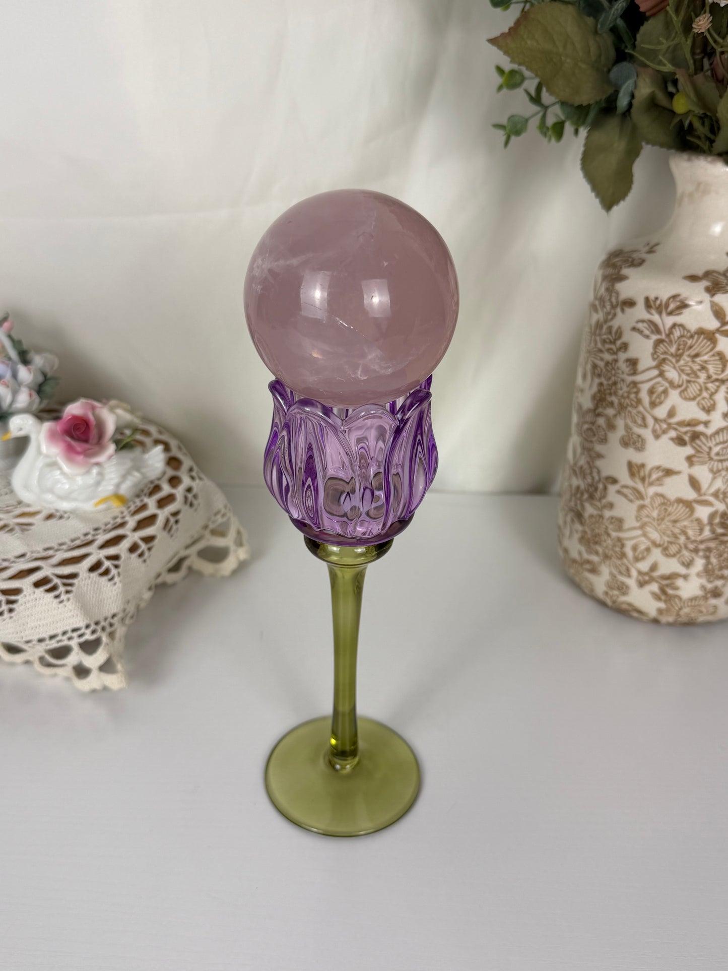Purple Flower Sphere Stand