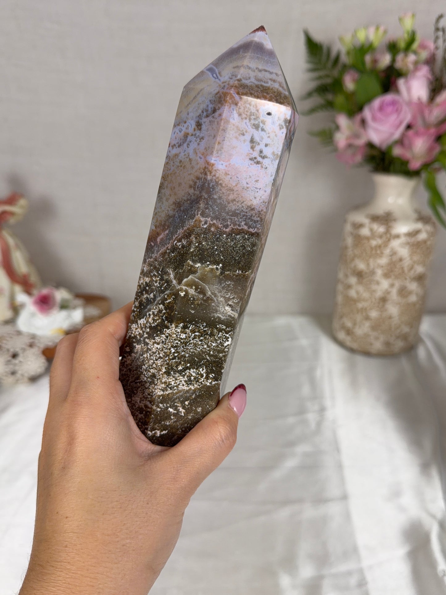 Chunky Pastel Sea Jasper Tower (76T)