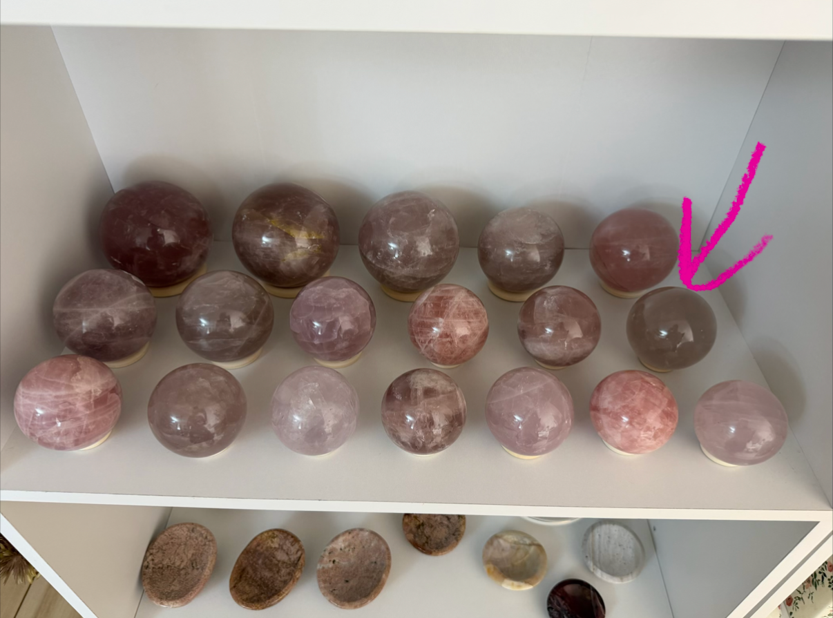 Cloud Brown Rose Quartz Sphere 69mm (46B)