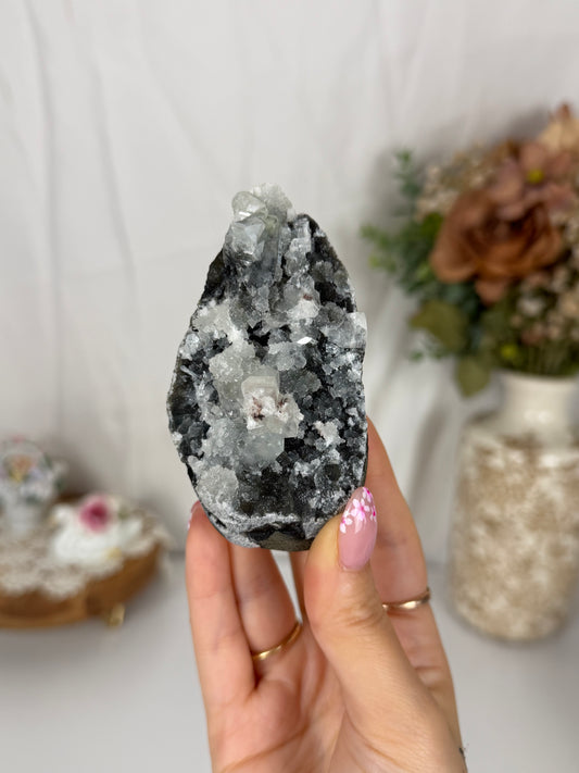 Black/Blue Chalcedony & Apophyllite Freeform (42)