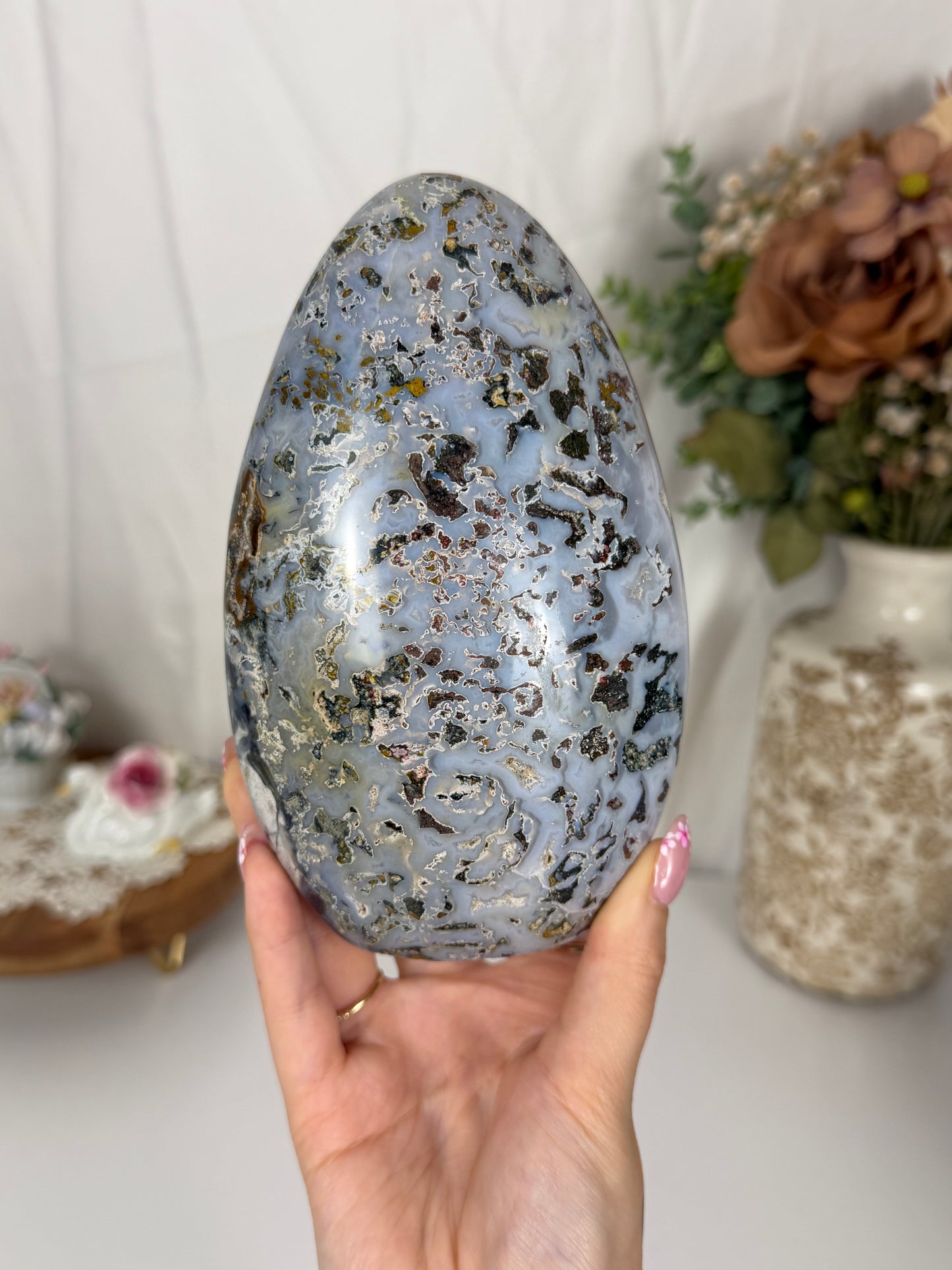 Large Milky Blue Sea Jasper Freeform (136)
