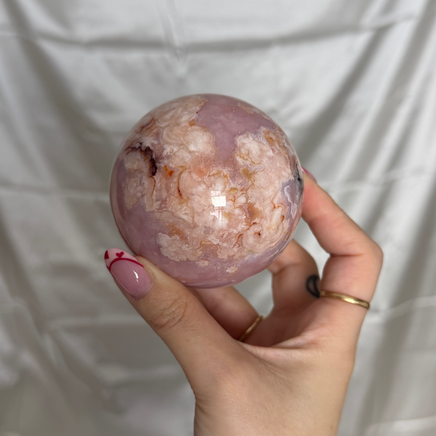 Carnelian & Flower Agate Sphere