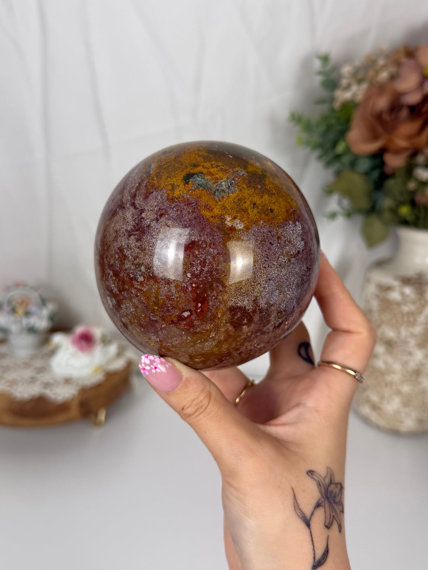 Large PB&J Sea Jasper Sphere (125)