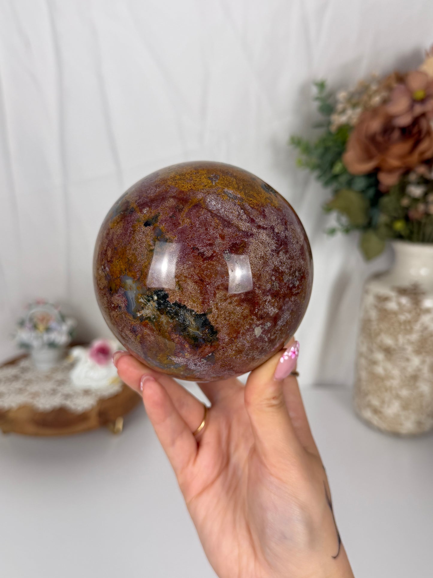 Large PB&J Sea Jasper Sphere (125)