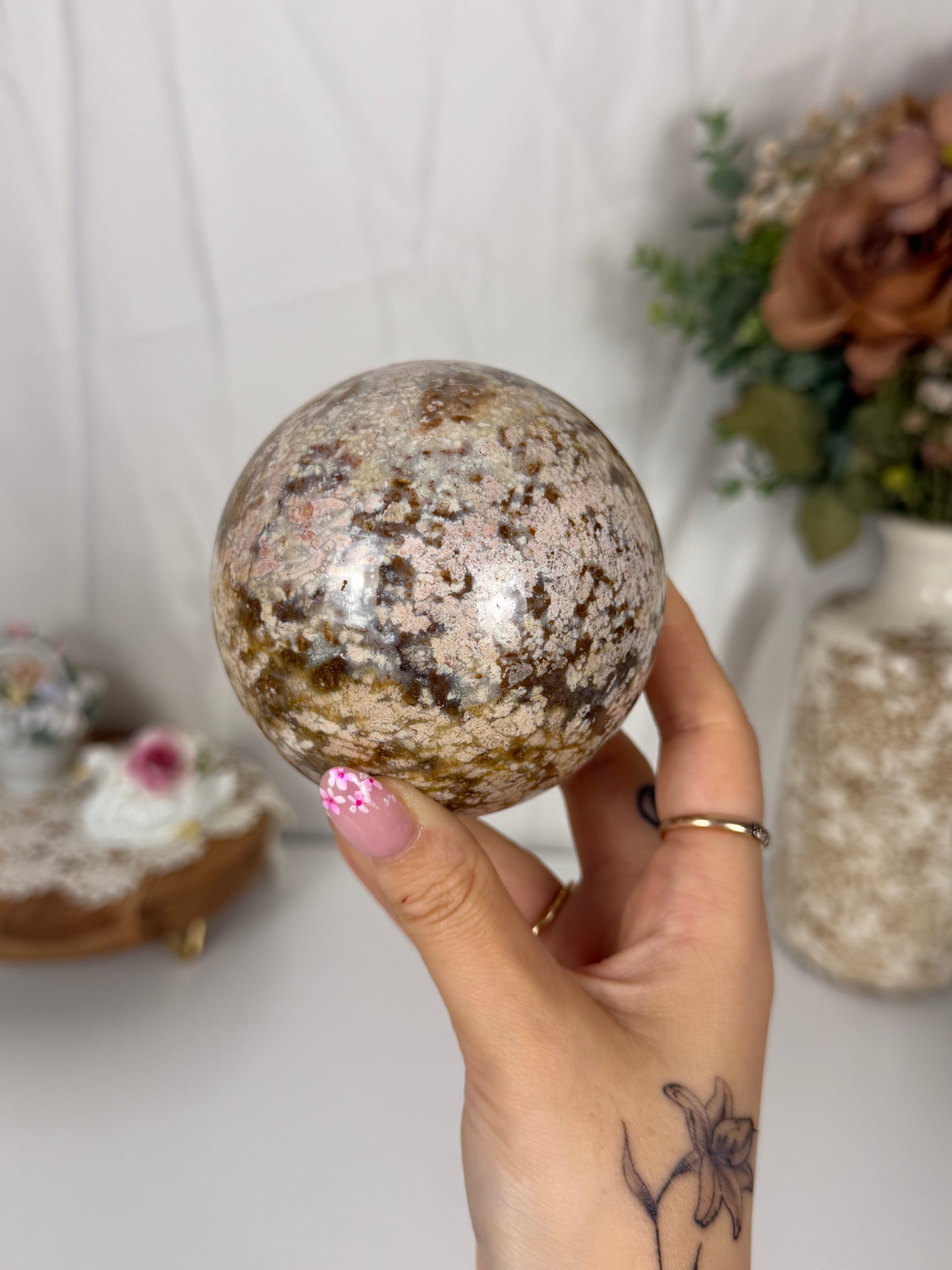 Pink Rocky Road Sea Jasper Sphere (80)