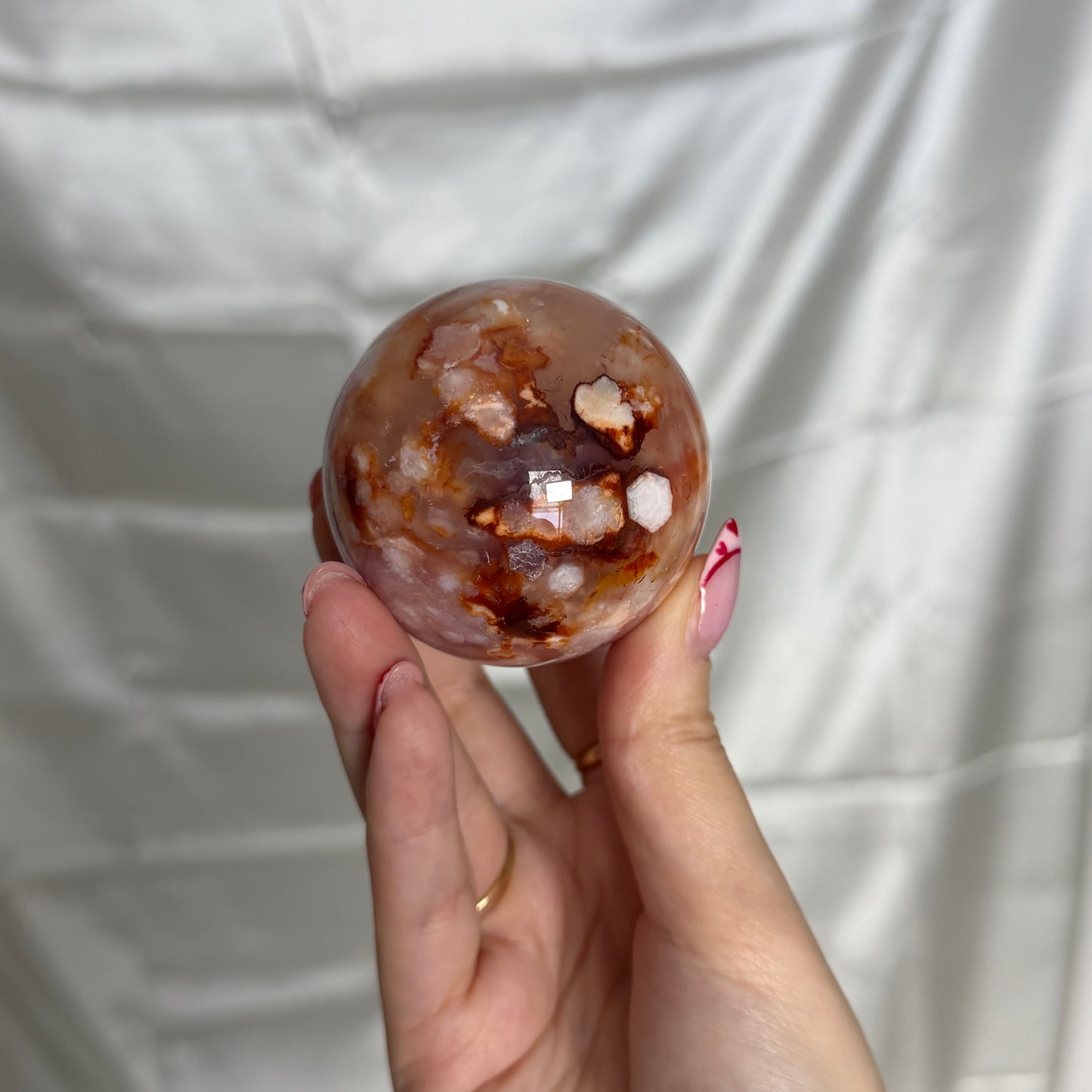 Carnelian & Flower Agate Sphere