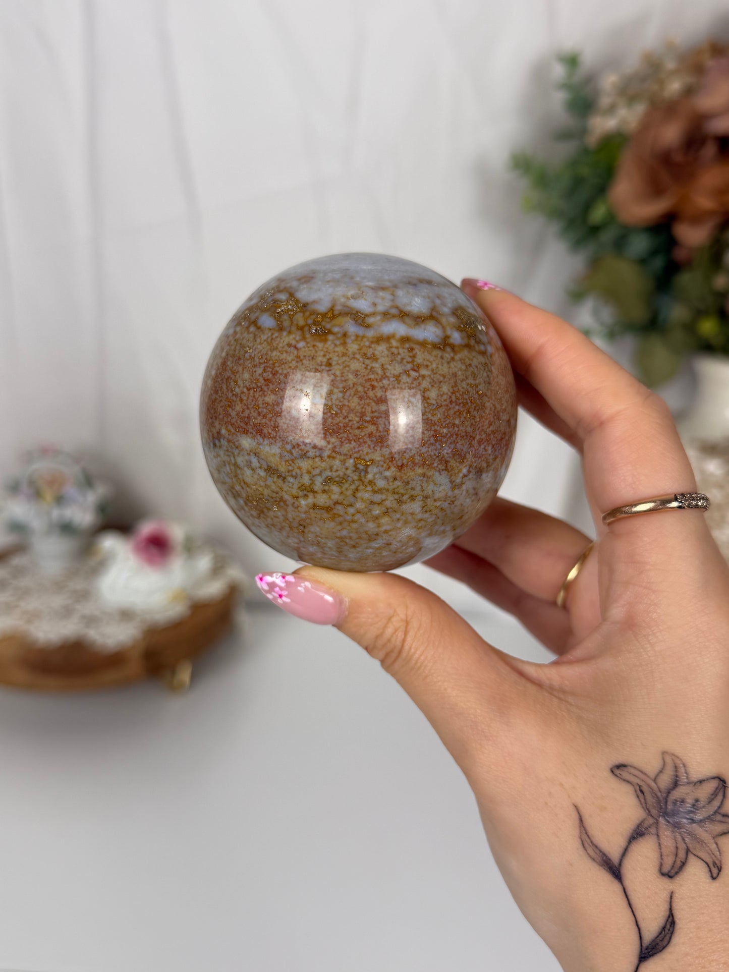 Peachy Sand Sea Jasper Sphere (44)