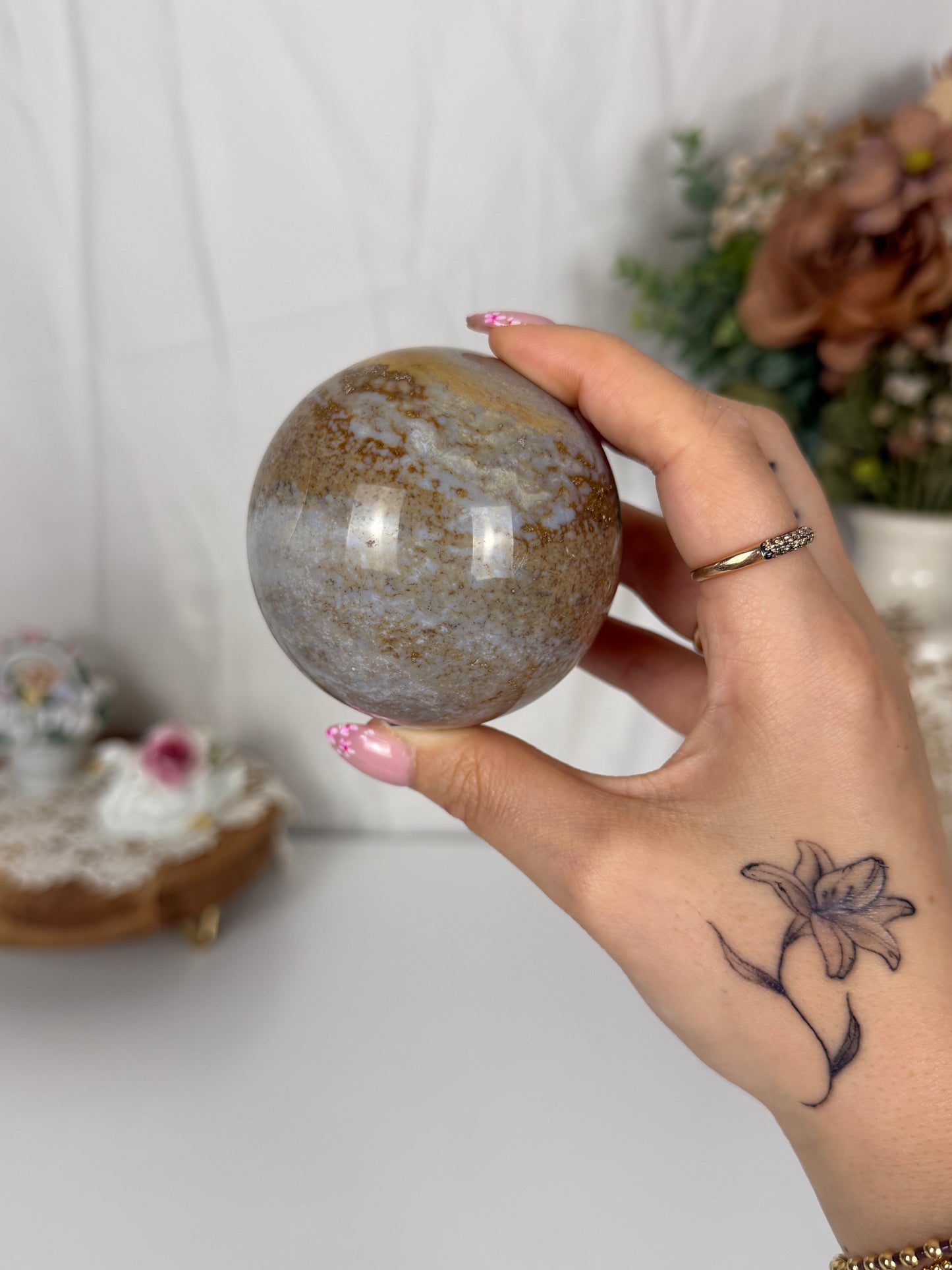 Peachy Sand Sea Jasper Sphere (44)