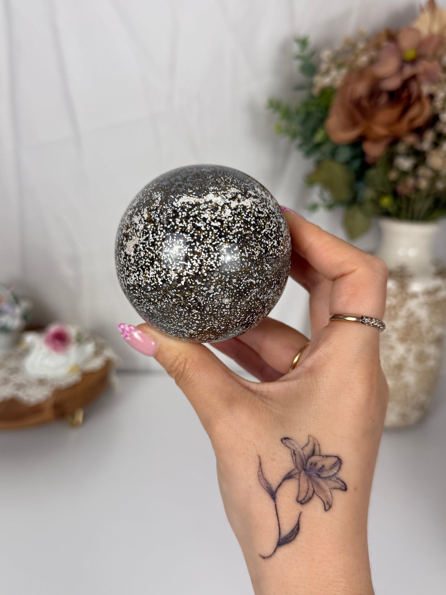 Cookies & Cream Sea Jasper Sphere (42)