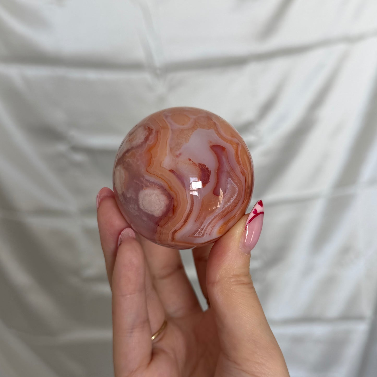 Carnelian & Flower Agate Sphere