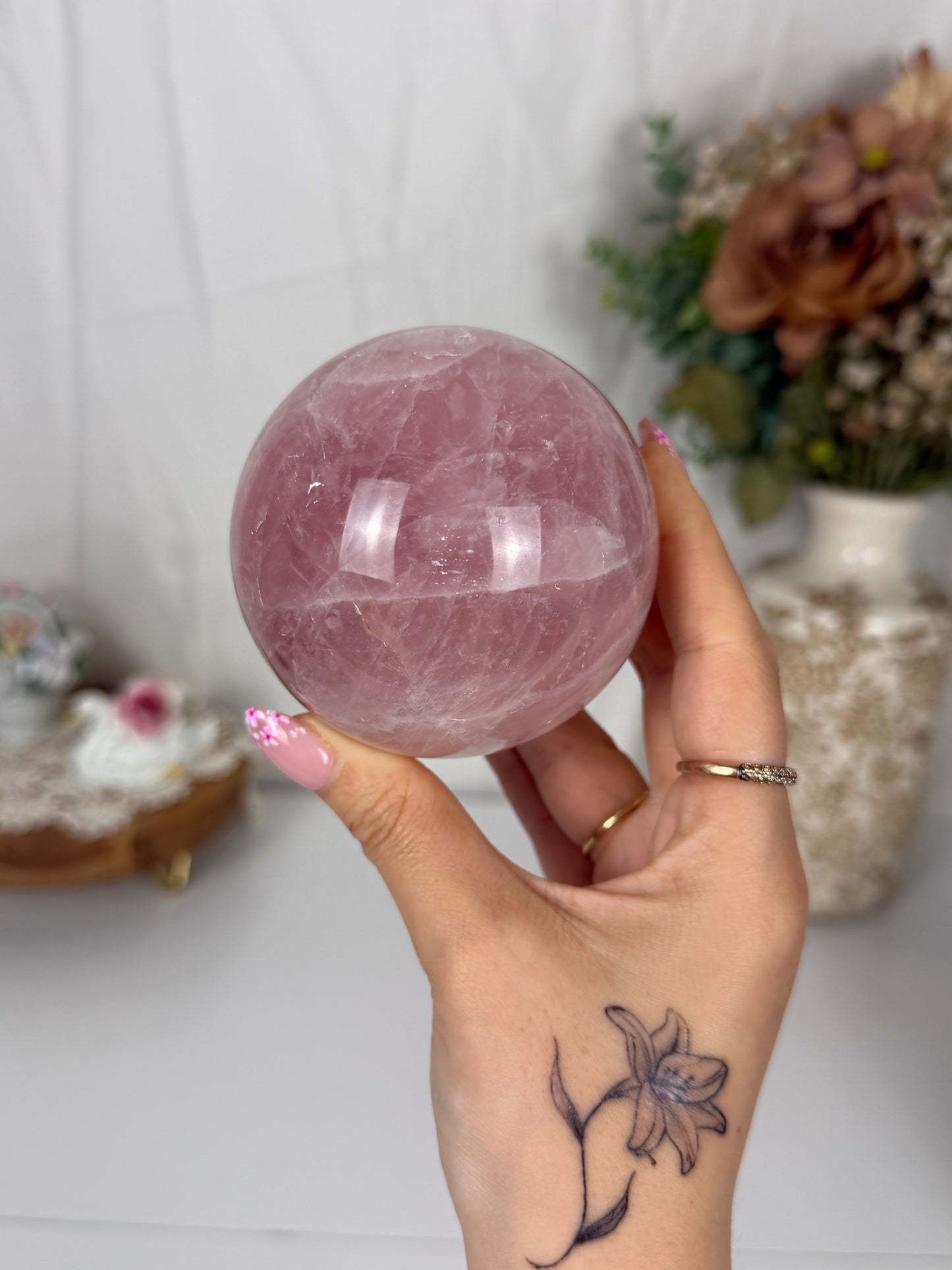 *Bubblegum Star Rose Quartz Sphere (75)