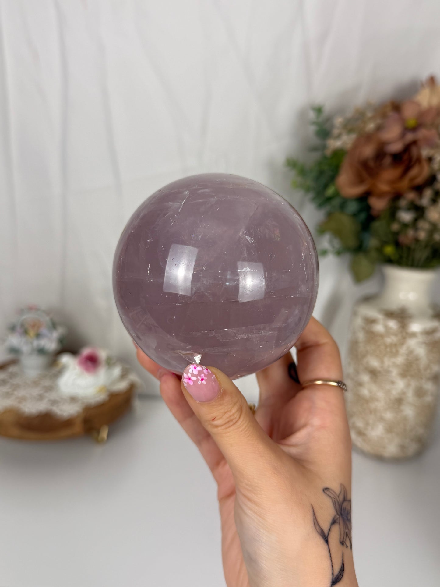*Lavender Star Rose Quartz Sphere (108)