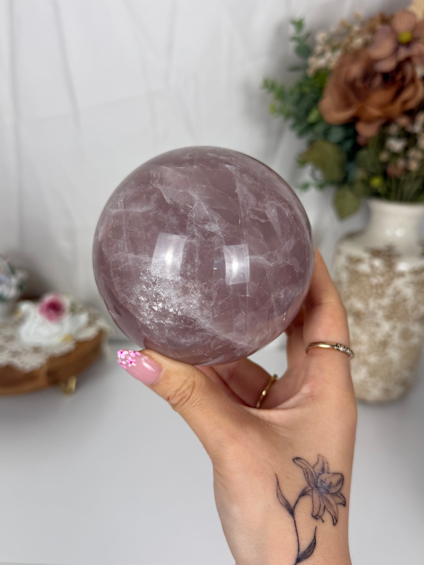 Large Mauve Rose Quartz Sphere (145)