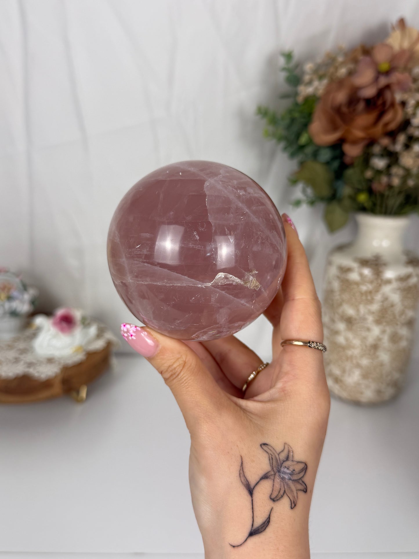 *Mauve Star Rose Quartz Sphere (94)