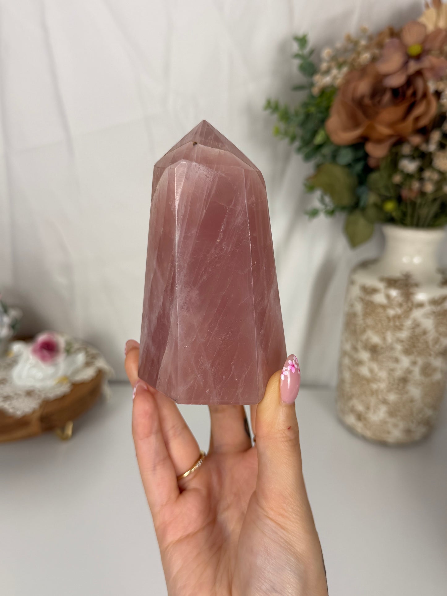 Deep Pink Rose Quartz Tower (60)