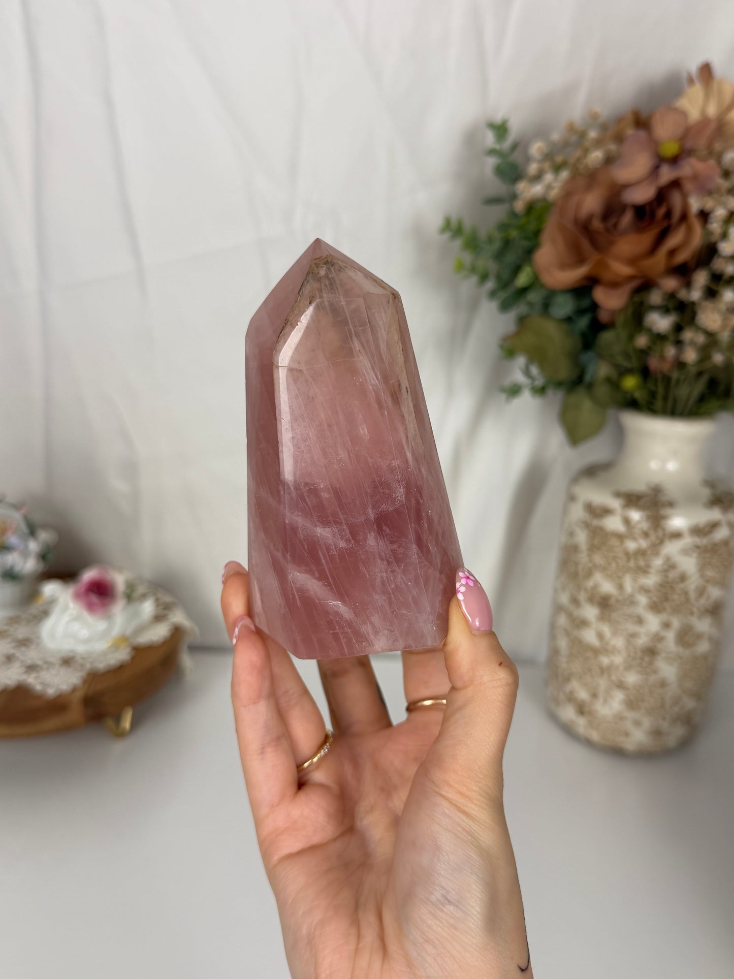 Deep Pink Rose Quartz Tower (60)