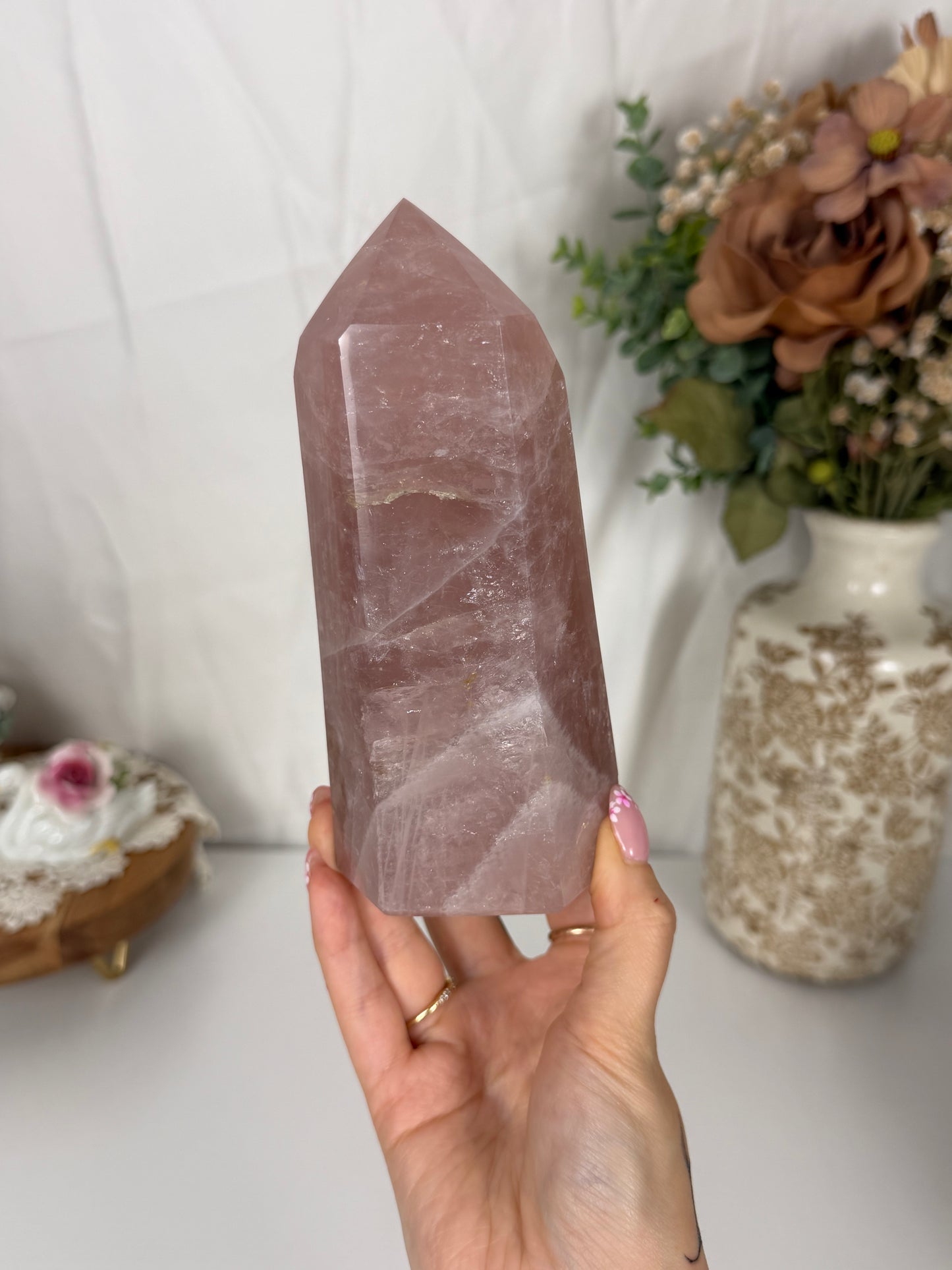 Large Moody Rose Quartz Tower (115)