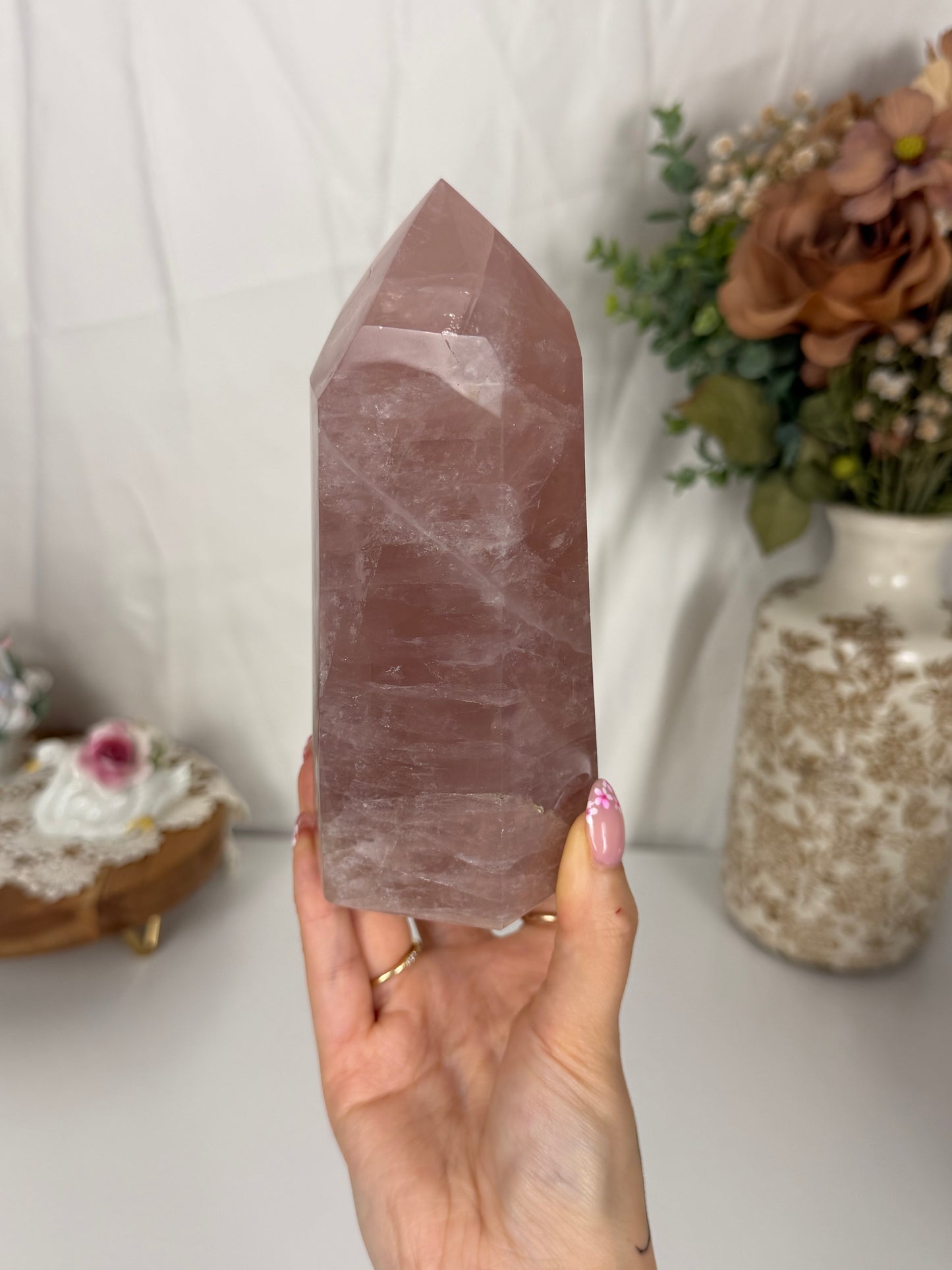 Large Moody Rose Quartz Tower (115)