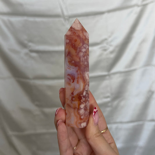 Carnelian & Flower Agate Tower