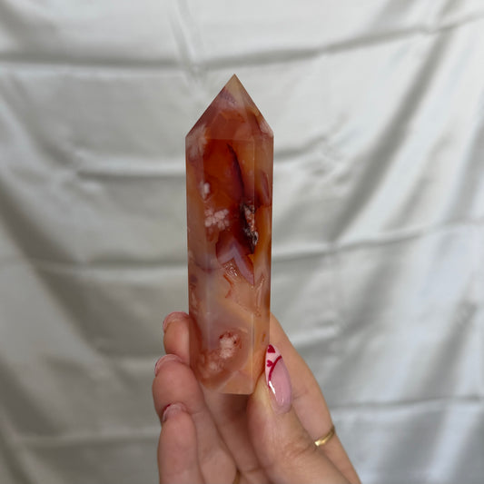 Carnelian & Flower Agate Tower