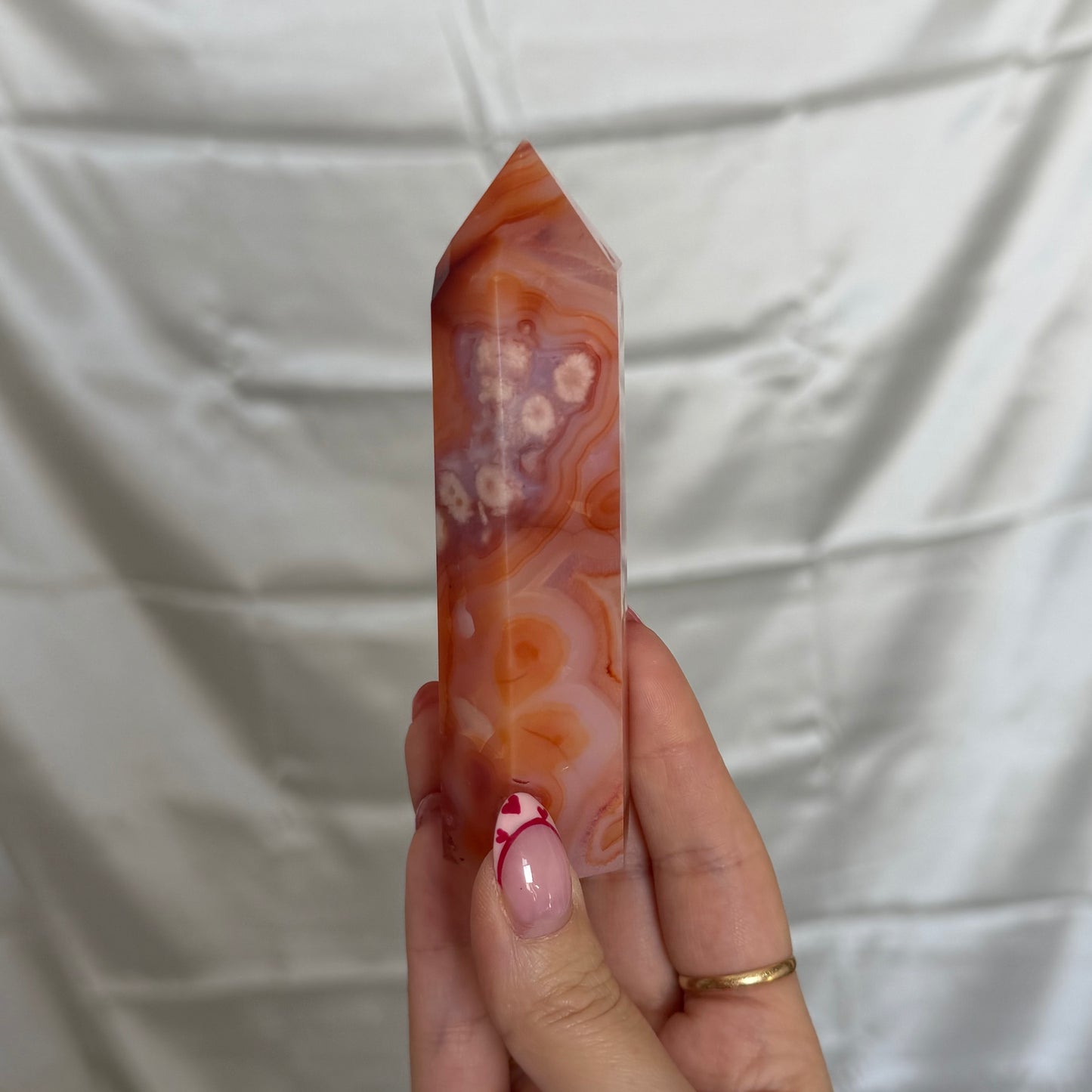 Carnelian & Flower Agate Tower