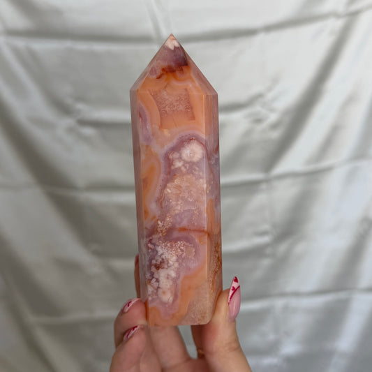 Carnelian & Flower Agate Tower