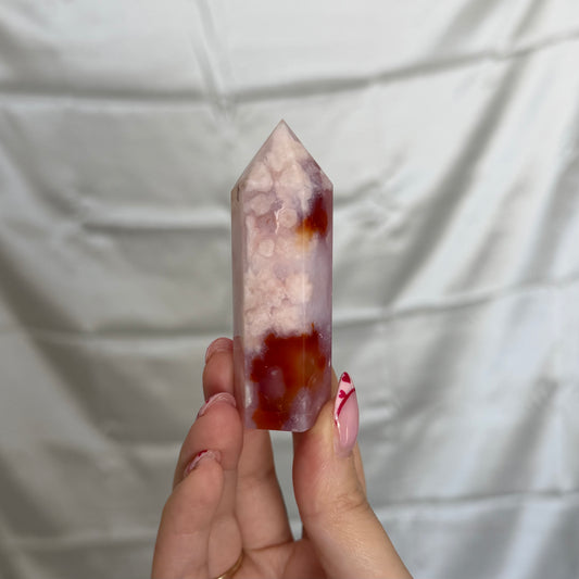 Carnelian & Flower Agate Tower