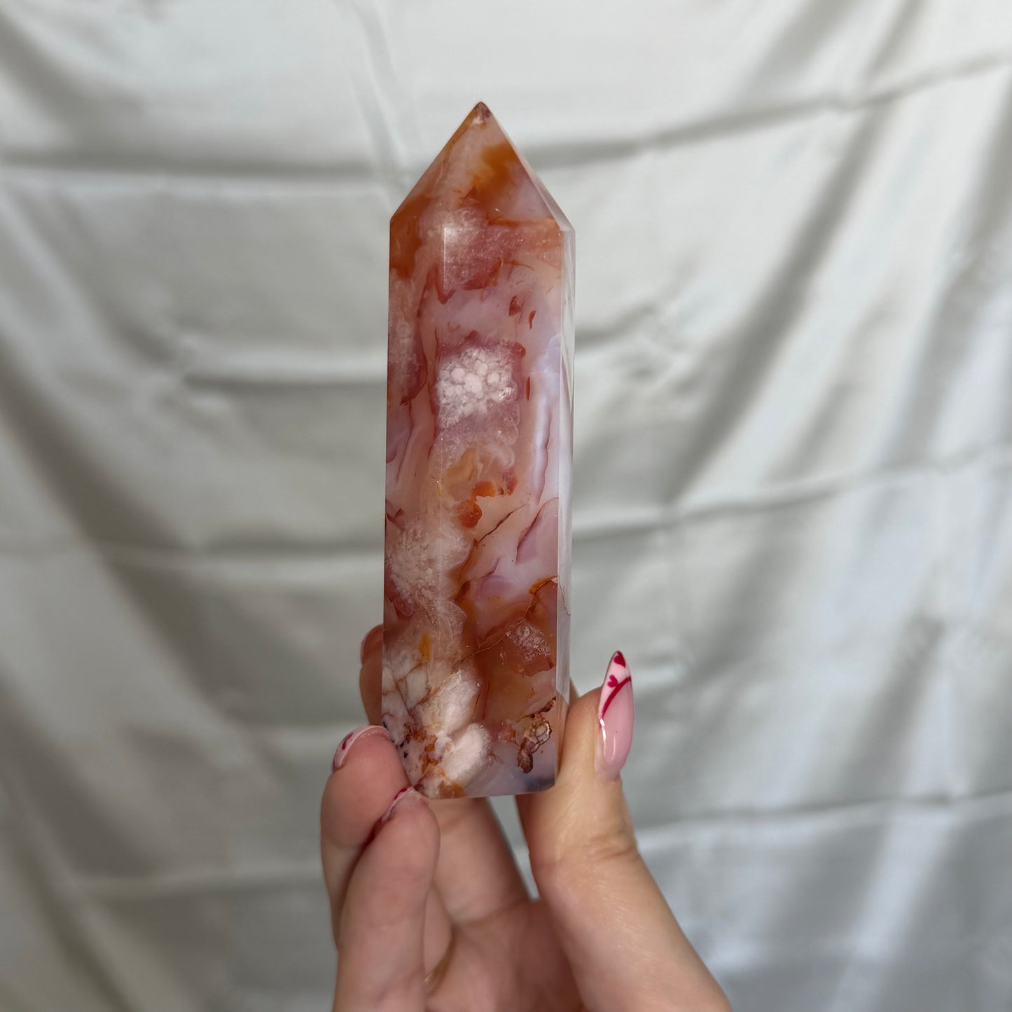 Carnelian & Flower Agate Tower