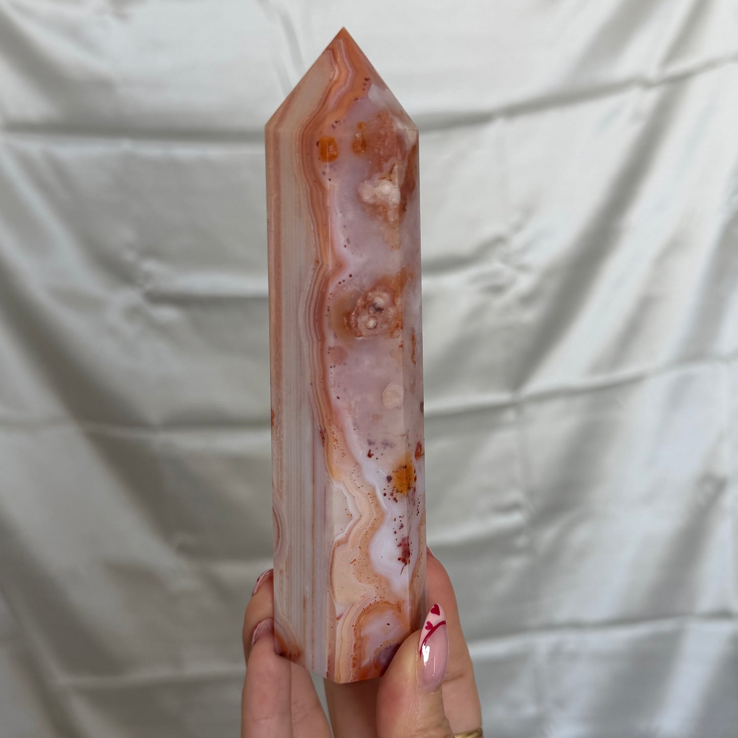 Carnelian & Flower Agate Tower