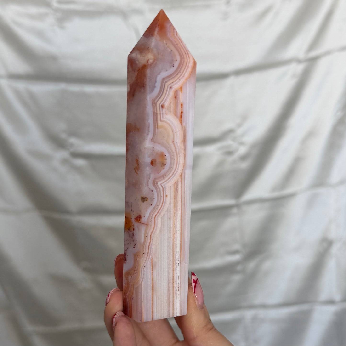 Carnelian & Flower Agate Tower