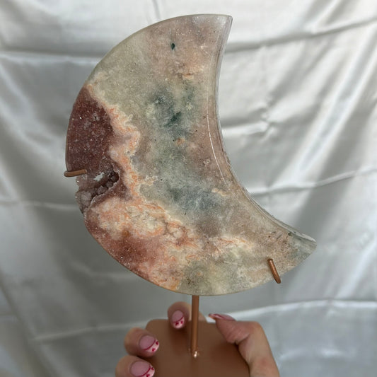 Pink Amethyst x Moss Agate Moon