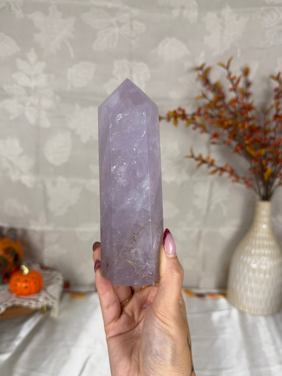 Purple Lavender Flashy Rose Quartz Tower (70L)