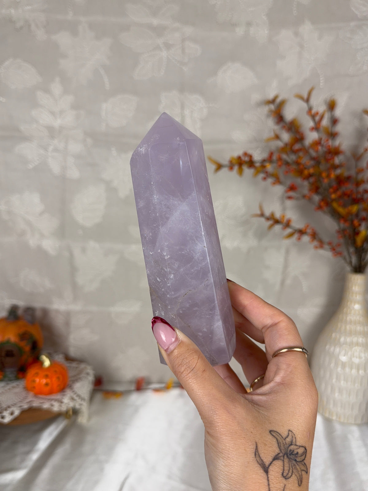 Purple Lavender Flashy Rose Quartz Tower (70L)