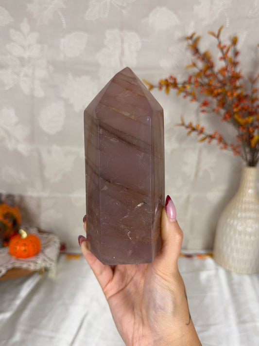 *Brown Golden Asterism Filled Rose Quartz Tower (125B)
