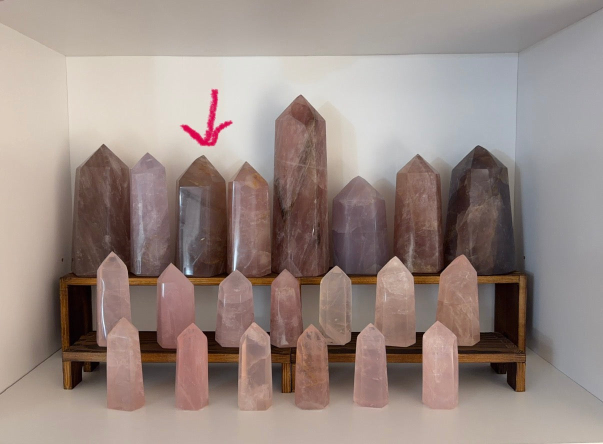 *Brown Golden Asterism Filled Rose Quartz Tower (125B)
