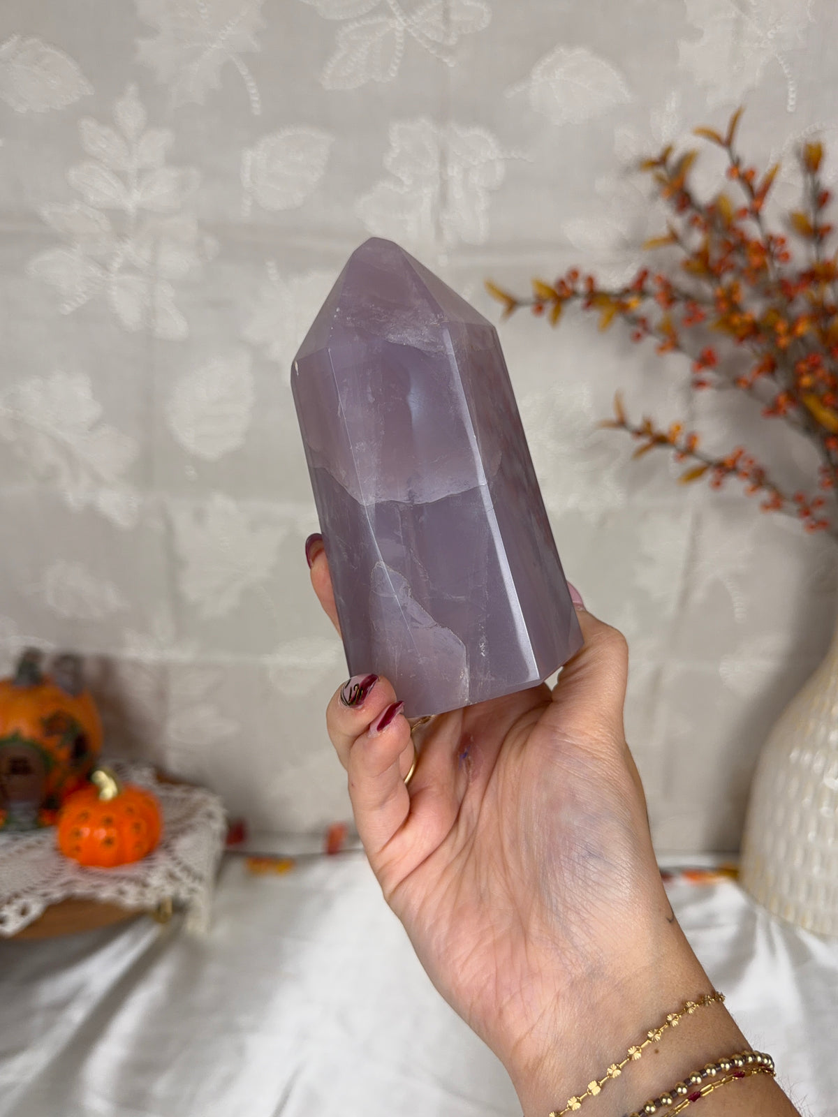 Cloudy Lavender Purple Rose Quartz Tower (96L)